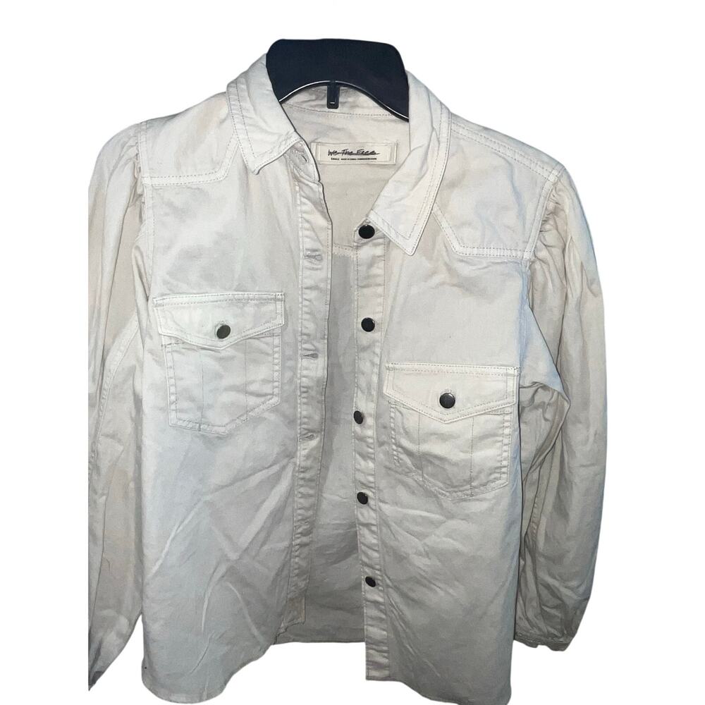 We The Free Ranchcore Utility Street Style Puff Sleeve Raw Hem Shacket NWOT S